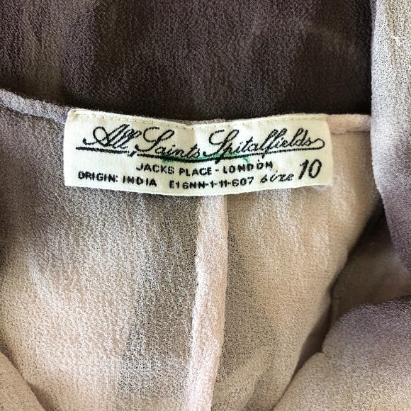 AllSaints Porisan Short Kaftan Silk Tunic Dress Bu - Picture 8 of 9